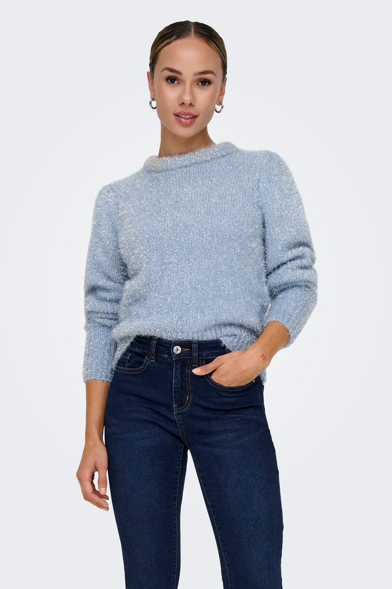 Pull col rond Bleu - ONLY®