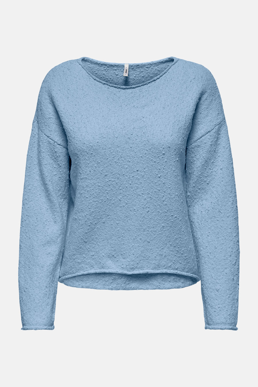 Ronde hals trui blauw van ONLY, met een bouclé textuur.