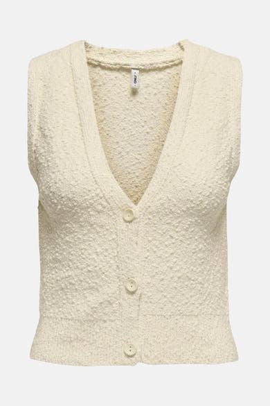 Débardeur écru de ONLY, en tricot texturé avec fermeture boutonnée devant.
