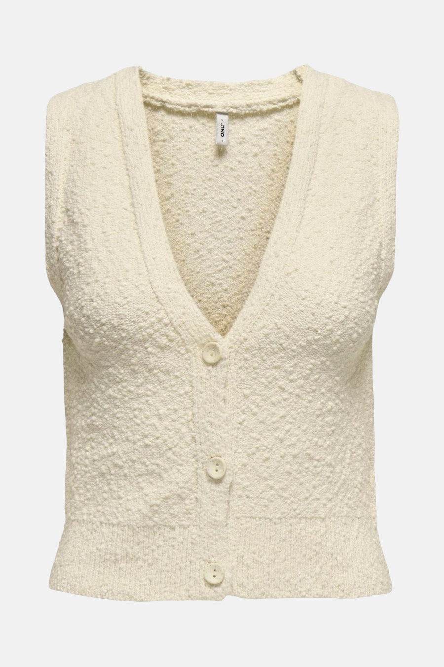 Débardeur écru de ONLY, en tricot texturé avec fermeture boutonnée devant.
