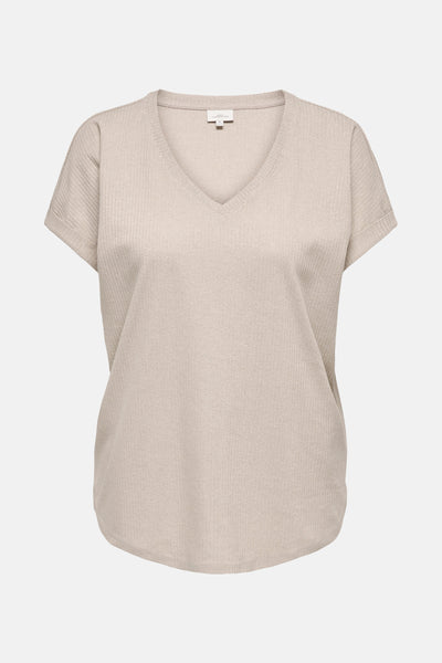 Top uni manches courtes Beige - CARMAKOMA