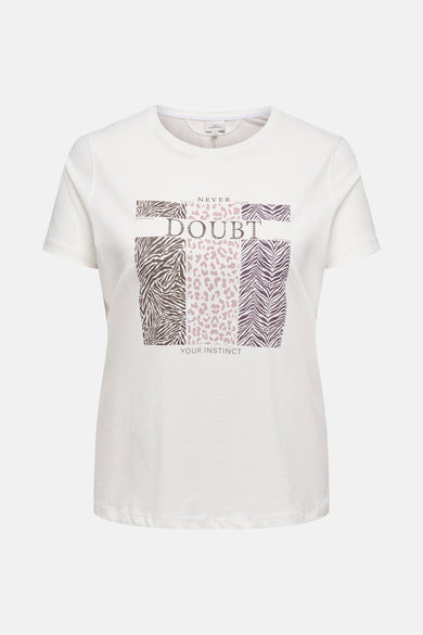 Wit T-shirt met korte mouwen van CARMAKOMA, effen met een ronde hals, achtergezicht.