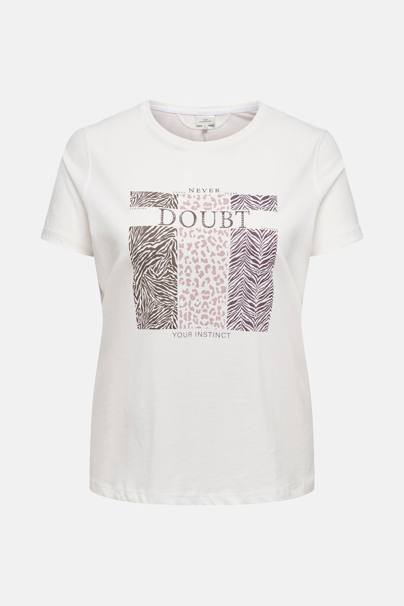 Wit T-shirt met korte mouwen van CARMAKOMA, effen met een ronde hals, achtergezicht.