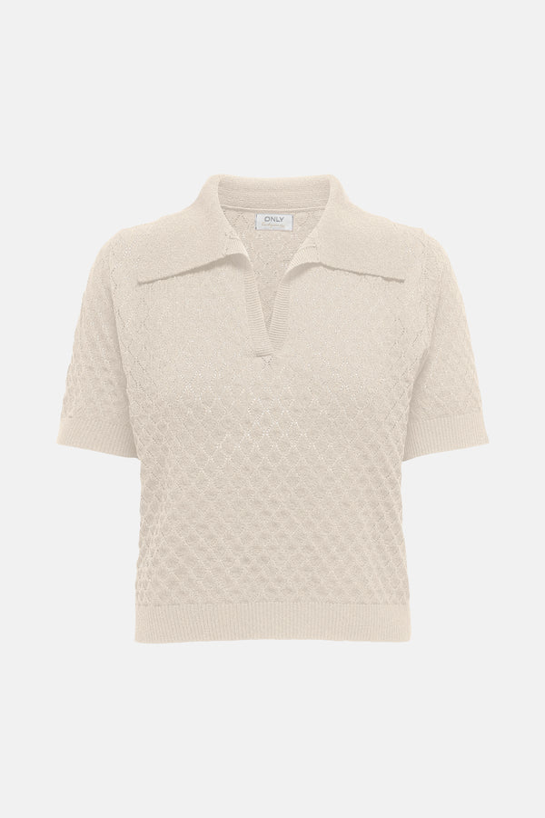 Dames tops polo korte mouw Écru - ONLY®