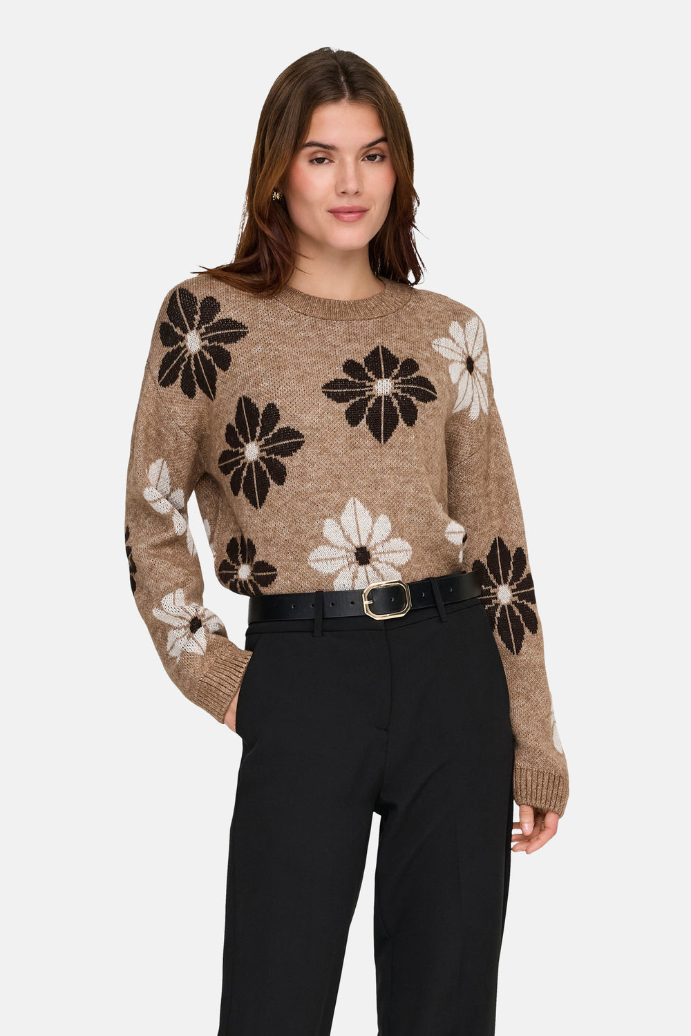 Pull met ronde hals - Beige