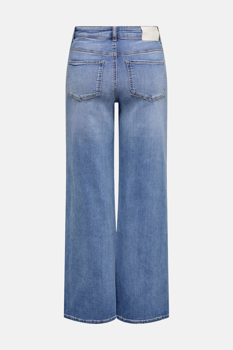 JDY wijde spijkerbroek in middieblauw denim, achterzijde.