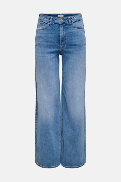 JDY wijde jeans in middieblauw denim, rechte pasvorm.