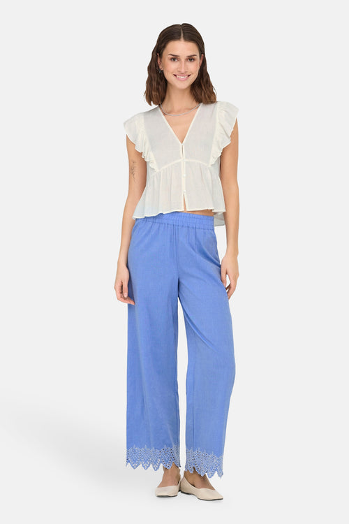 ONLPAULA TULUM EMB PULL-UP PANT WVN