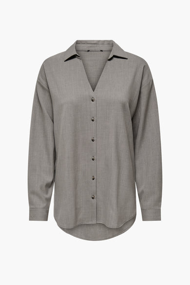 Kaki chemise met lange mouwen van JDY, met een inleg en een diepe plooi aan de achterkant.