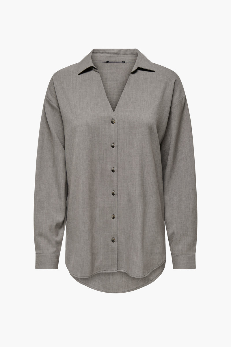 Kaki chemise met lange mouwen van JDY, met een inleg en een diepe plooi aan de achterkant.
