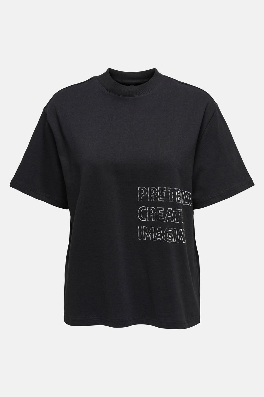 Zwart T-shirt met korte mouwen van ONLY, met ronde hals, achterkant.