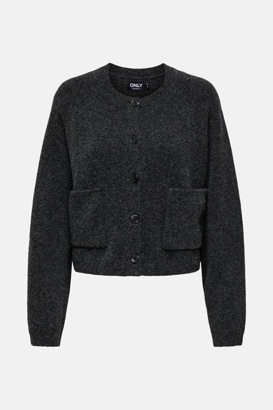 Grijze gebreide cardigan van ONLY®, met een zachte textuur en een losse pasvorm.