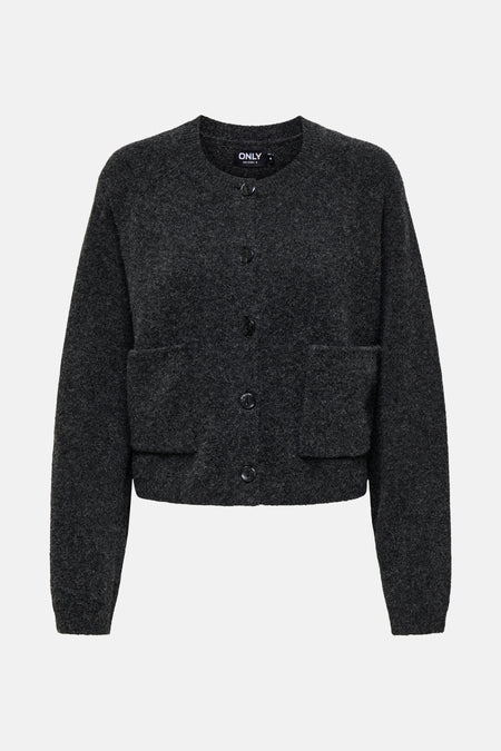 Grijze gebreide cardigan van ONLY®, met een zachte textuur en een losse pasvorm.