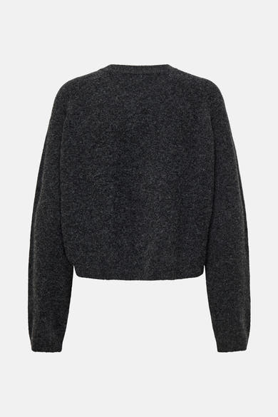 Cardigan gris en maille par ONLY®, avec une texture douce et une coupe ample.