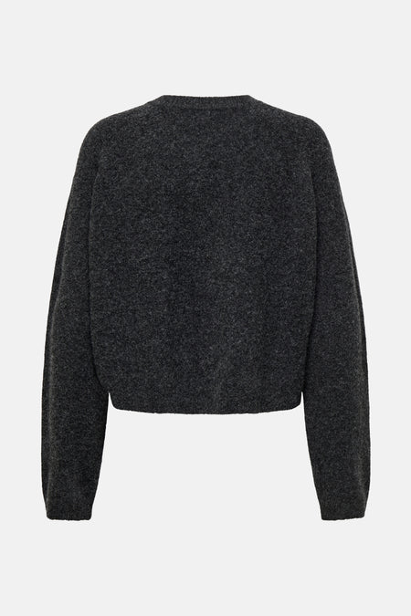 Cardigan gris en maille par ONLY®, avec une texture douce et une coupe ample.