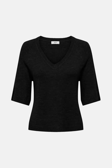 Pull noir à col en V de JDY avec des manches courtes.
