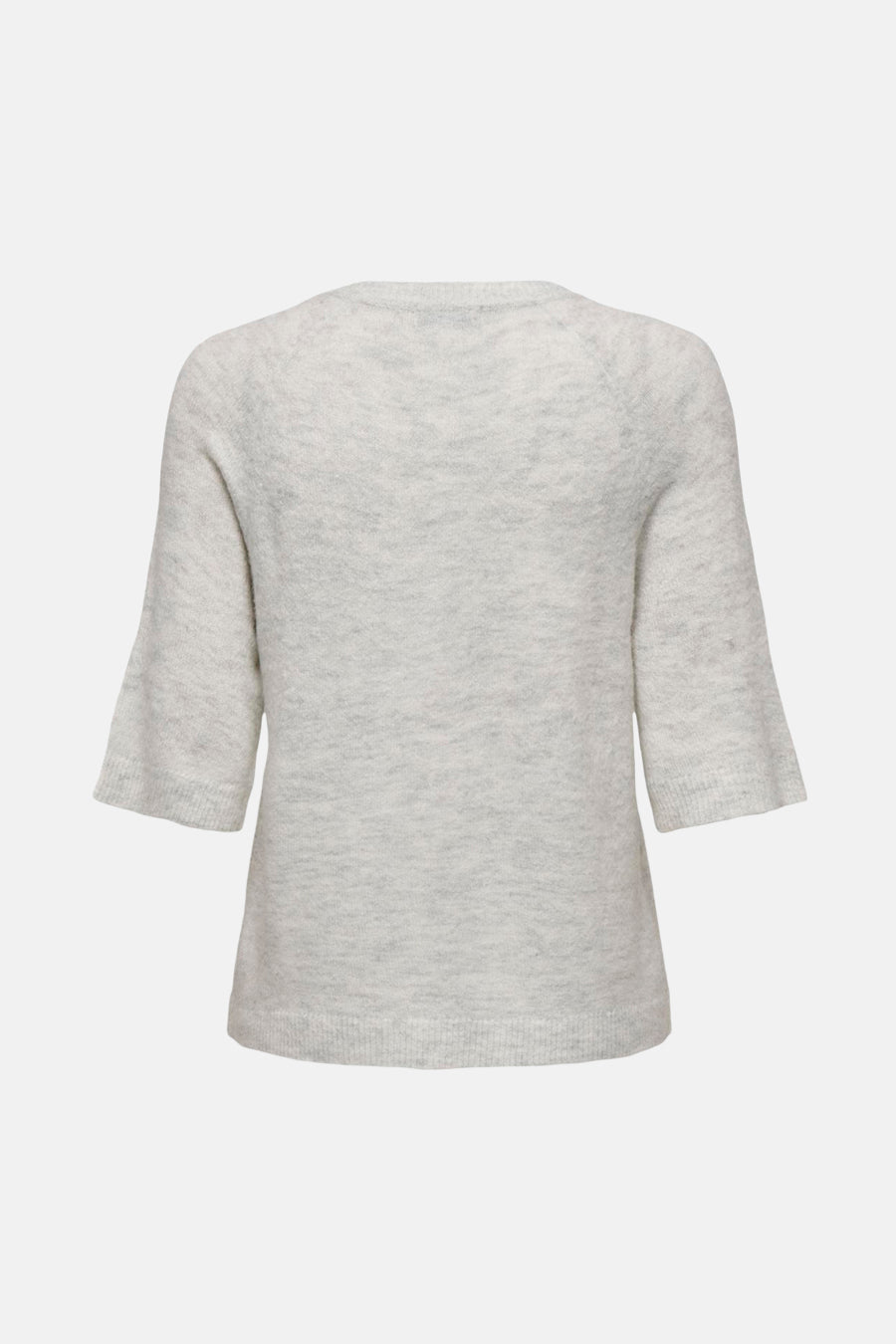 Pull à col rond blanc de JDY, manches trois-quarts évasées et texture douce.