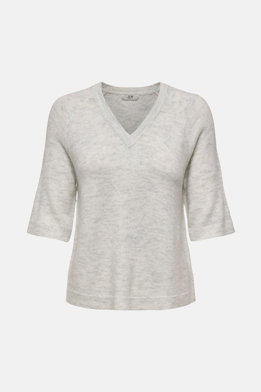 Pull blanc à col en V par JDY, avec manches trois-quarts.