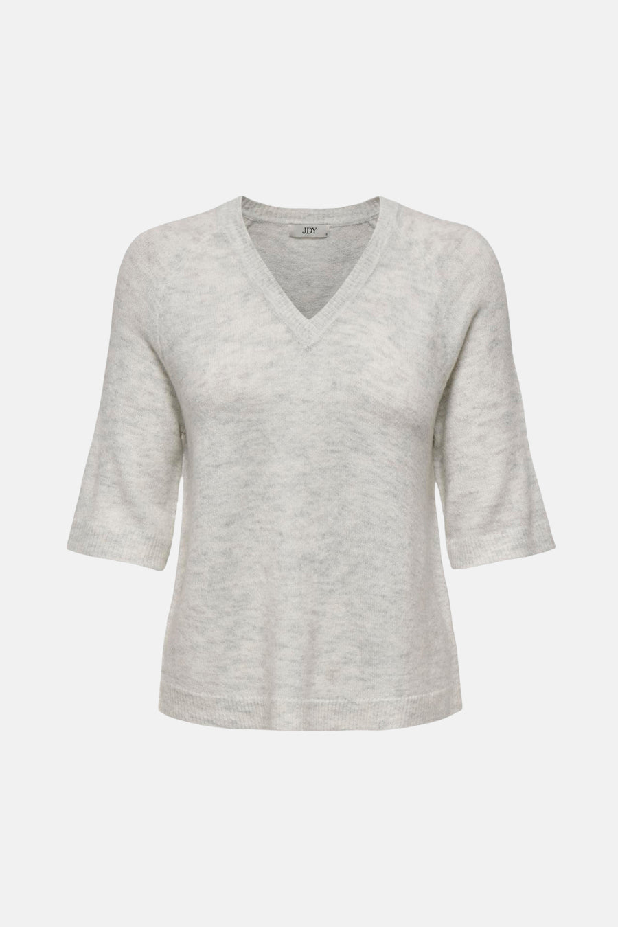 Pull à col rond blanc de JDY, avec manches trois-quarts évasées et texture douce.
