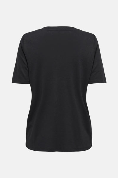 Top uni manches courtes noir de ONLY, vue arrière.