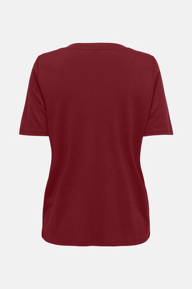Top uni manches courtes rouge de ONLY, coupe droite et manches courtes.