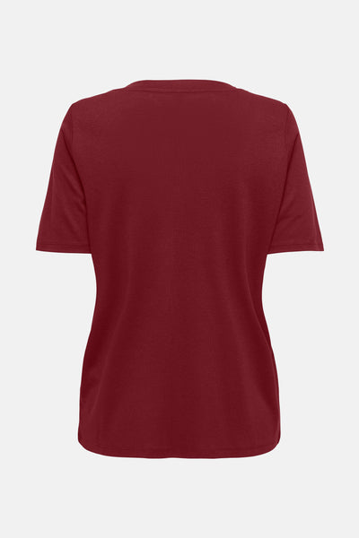Top uni manches courtes rouge de ONLY, coupe droite et manches courtes.