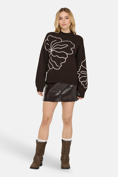 Pull col rond brun - JDY
