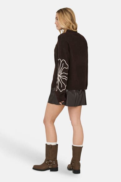 Pull col rond brun - JDY