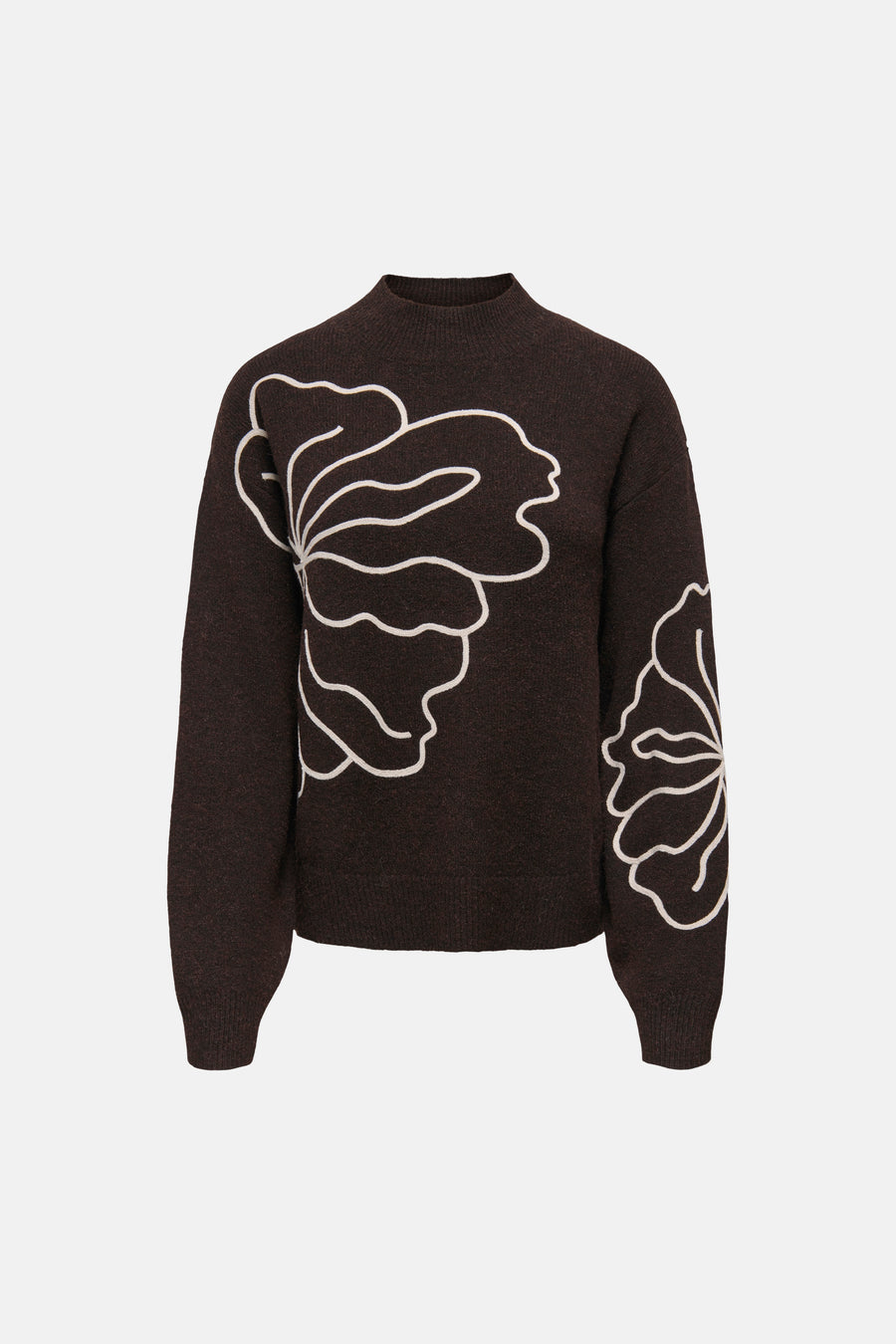 Pull col rond brun - JDY