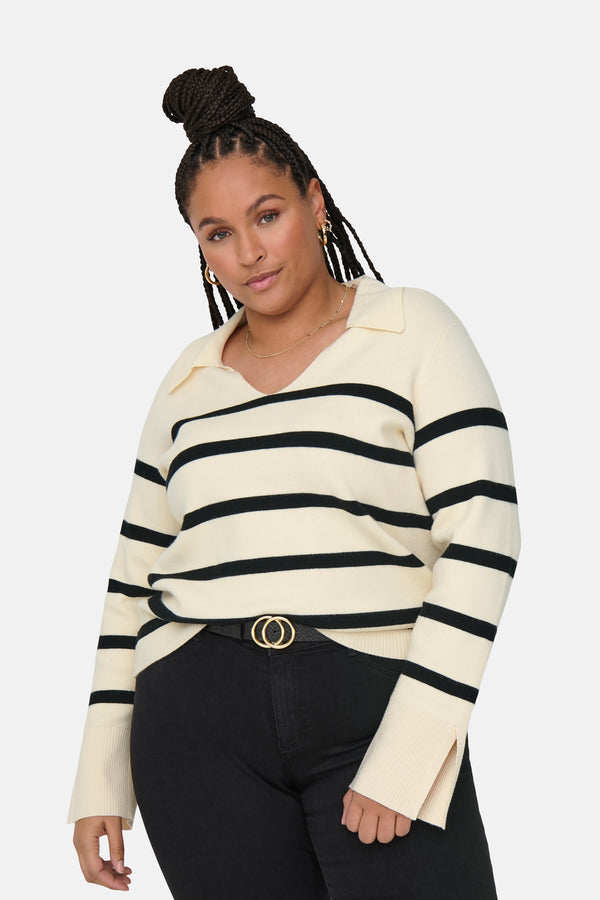 Pull col V Écru - CARMAKOMA