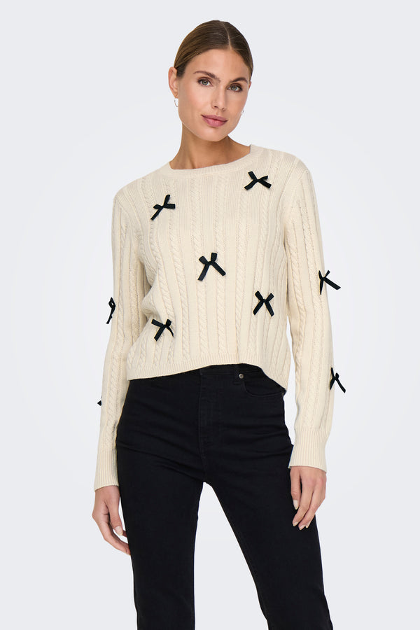 Pull col rond Écru - JDY