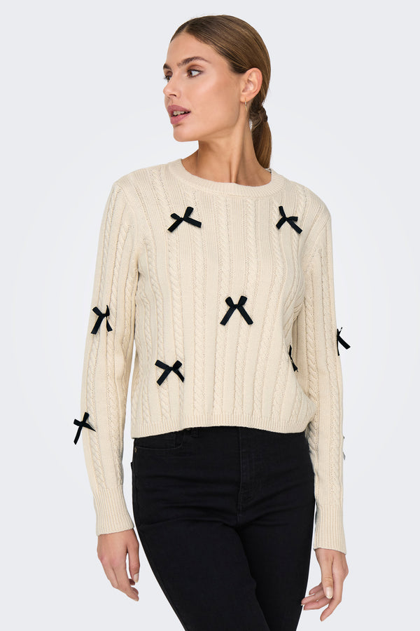 Pull col rond Écru - JDY