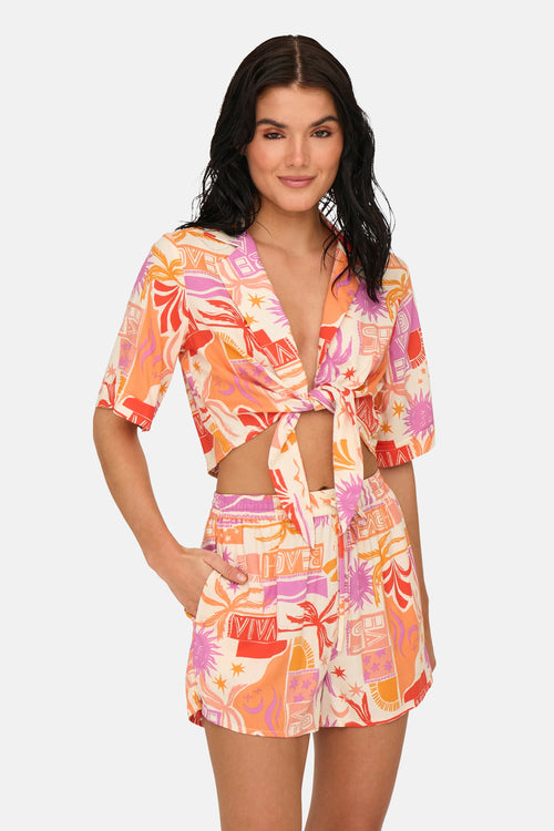 Blouse à manches courtes - multicolore
