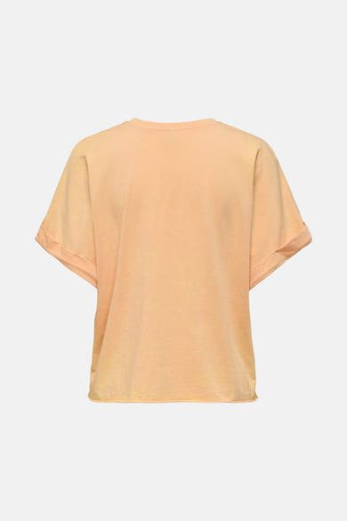 Oranje T-shirt met korte mouwen van ONLY, met opgerolde zomen en een all-over wassing.
