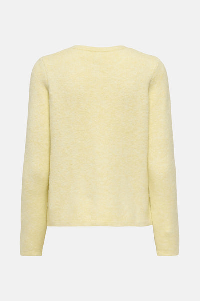 Cardigan jaune par ONLY®, en maille texturée à manches longues, vue de dos.
