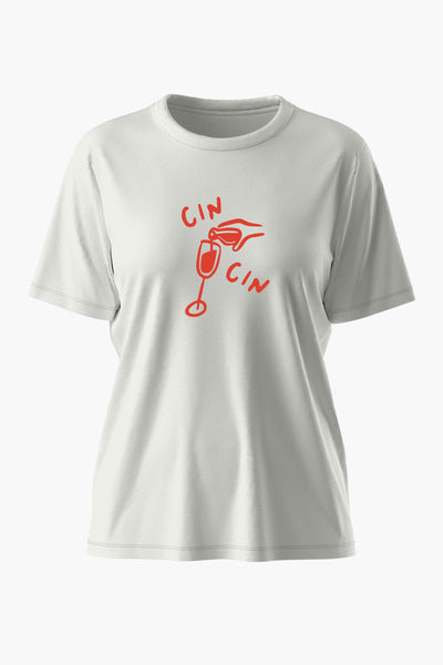 T-shirt à manches courtes blanc de JDY avec un imprimé rouge d'un verre de vin.
