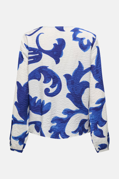 Blouse met lange mouwen in het blauw van JDY, met bloemenprint en crinkled textuur.