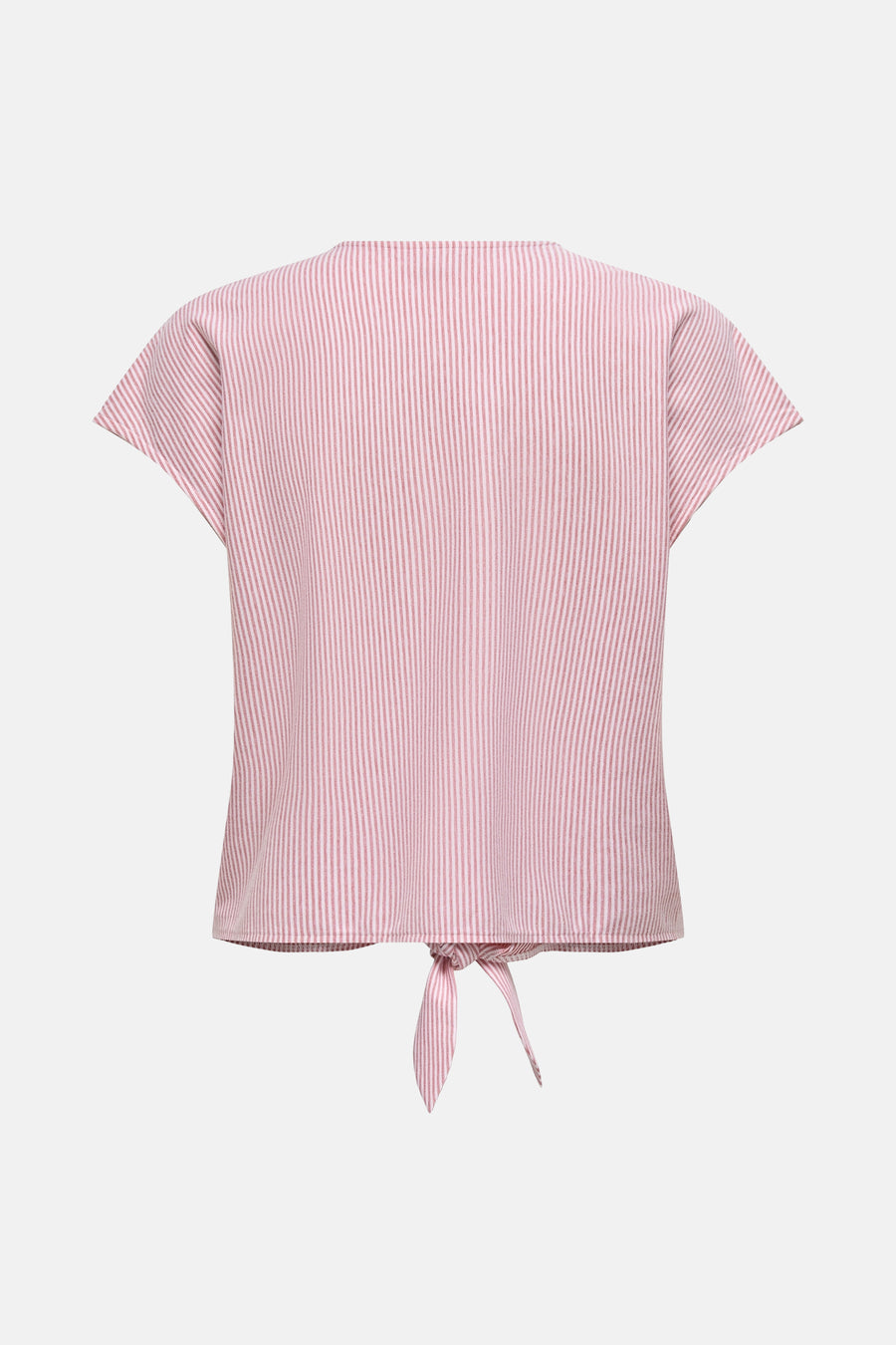 Chemisier rose à rayures by JDY, avec un nœud décoratif à la taille, vue de dos.
