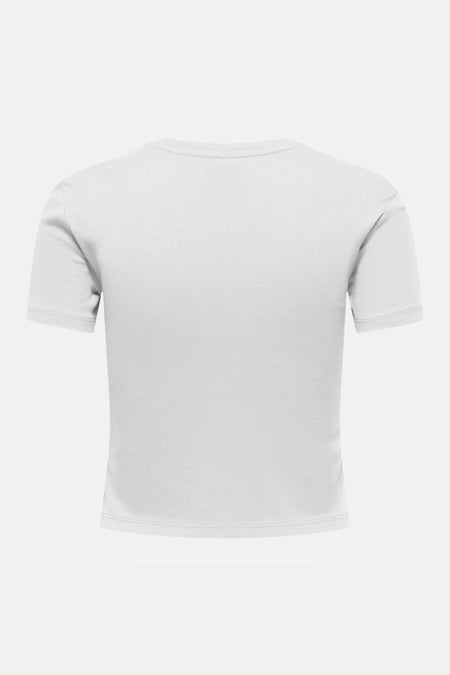 T-shirt blanc à manches courtes de ONLY, vue de dos unie en tissu maille.