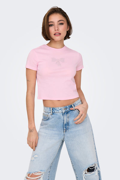 Top uni manches courtes Rose - ONLY®