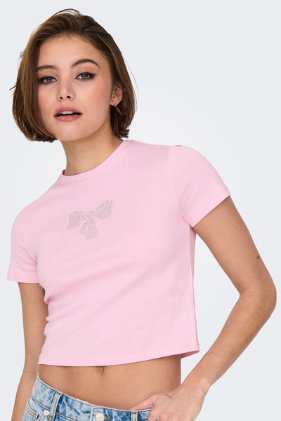 Top uni manches courtes Rose - ONLY®