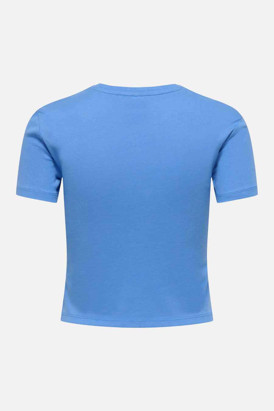 T-shirt bleu de ONLY® uni à manches courtes, vue de dos.