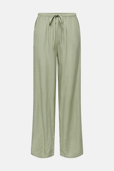 Pantalon vert ample JDY, avec cordon de serrage à la taille et texture subtile.