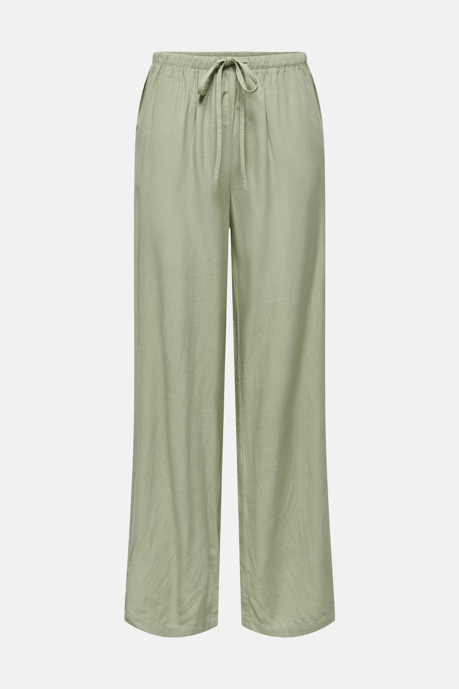 Pantalon vert ample JDY, avec cordon de serrage à la taille et texture subtile.