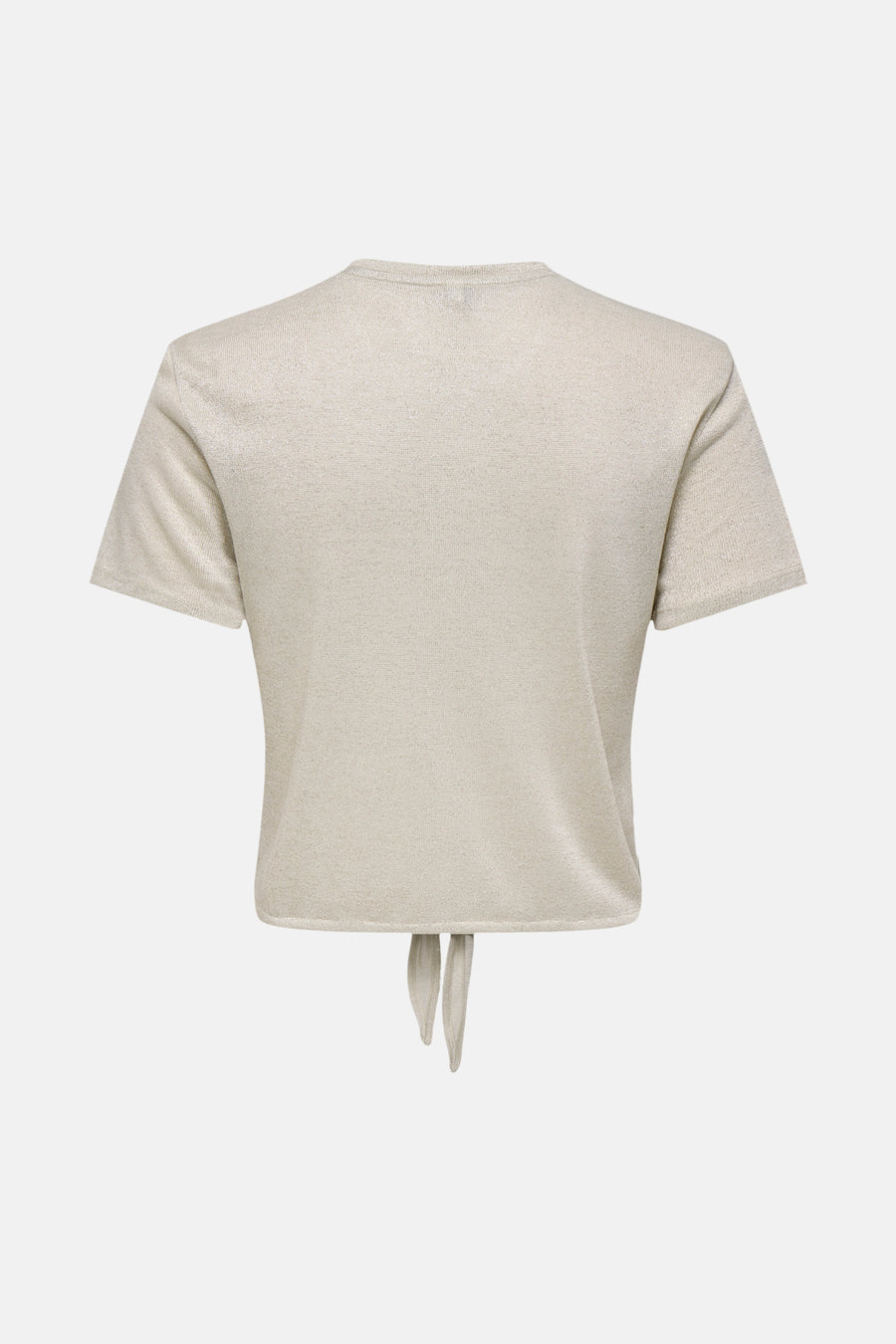 T-shirt écru à manches courtes de ONLY, avec un nœud à la base et un motif texturé.