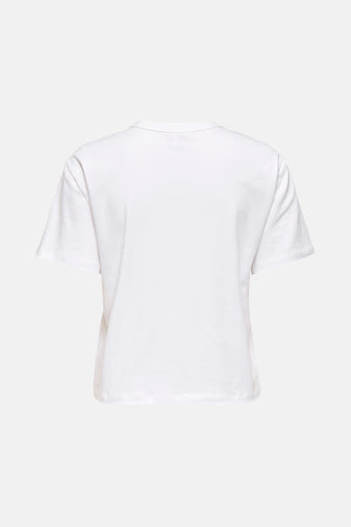 Wit T-shirt met korte mouwen van ONLY, effen en zonder patroon, van achteren getoond.