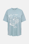 Blauw T-shirt met korte mouwen van ONLY®, van gladde jersey, achterzicht.
