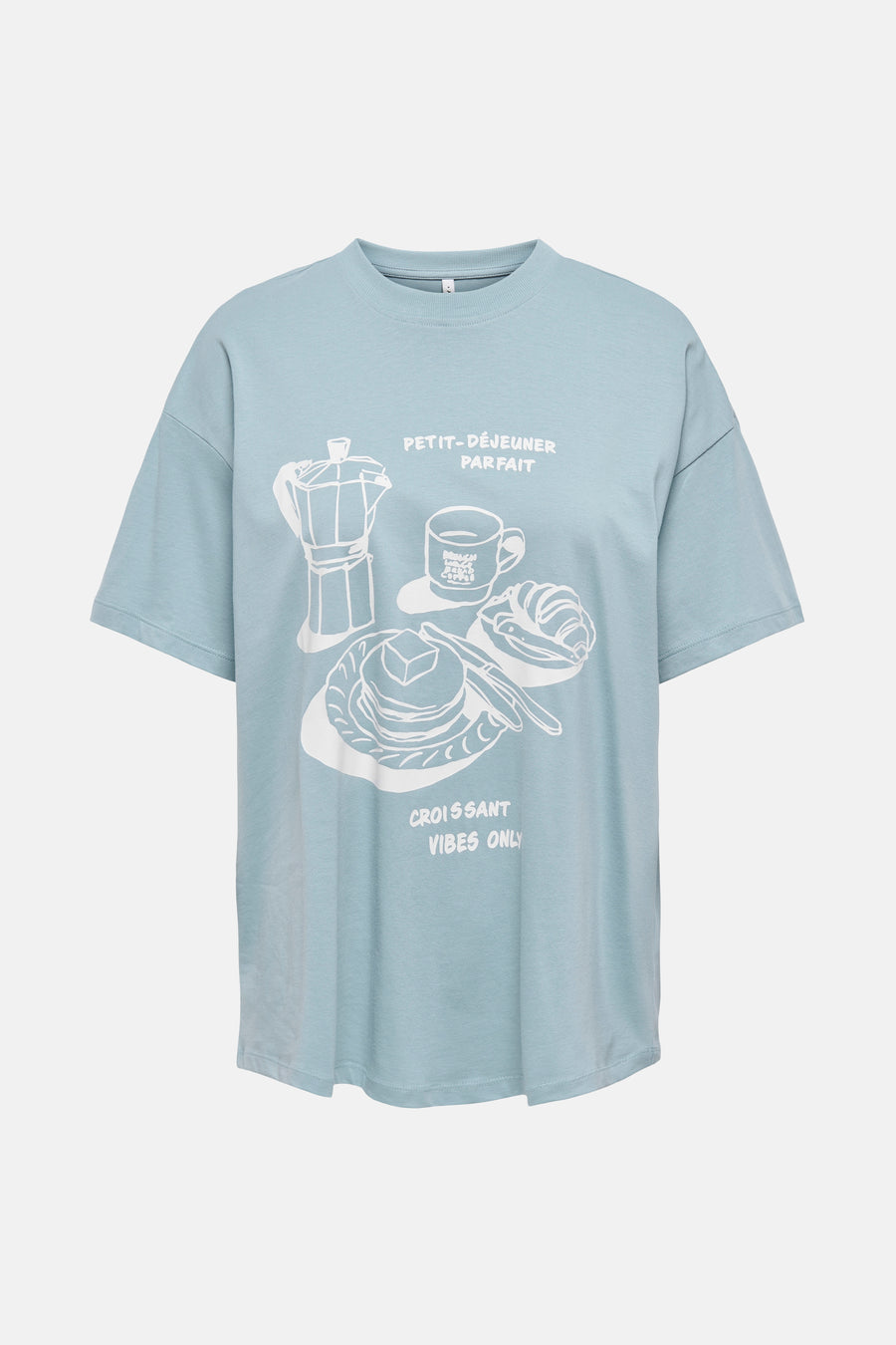 Blauw T-shirt met korte mouwen van ONLY®, van gladde jersey, achterzicht.