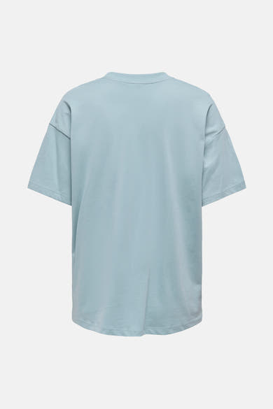 T-shirt bleu à manches courtes de ONLY®, en jersey lisse, vue de dos.