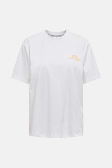 T-shirt blanc à manches courtes de ONLY, avec un motif graphique imprimé sur le devant.
